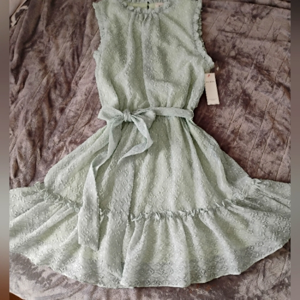Red Dress Boutique Mint Green Ruffle Tie-Waist Midi Dress